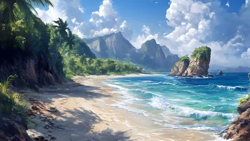 Tropical Island Paradise with Dramatic Cliffs.