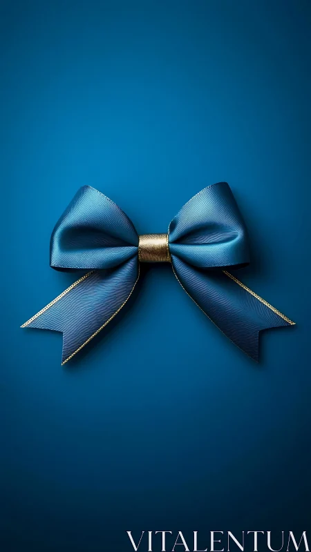 Elegance Captured: Azure Ribbon Bow with Golden Sophistication