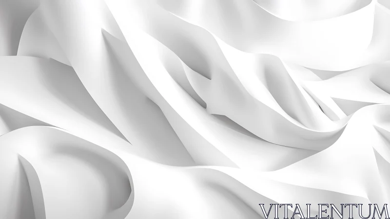 Flowing White Fabric Abstract Background in Minimalist Style.