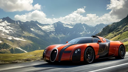 Aerodynamic supercar cuts through alpine pass in photoreal detail