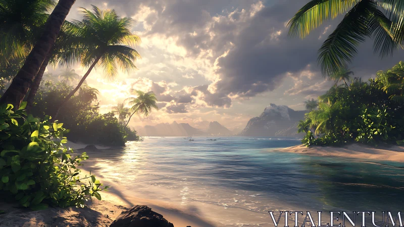 Tropical Lagoon Bathes in Golden Afternoon Splendor