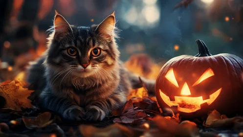 A Fluffy Cat's Spooky Halloween Night Adventure.
