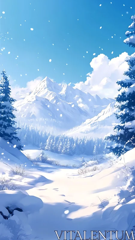 Silent alpine daydream with drifting snowlit whispers.