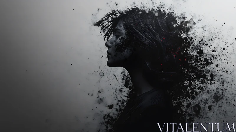 Shifting shadows cradle a thoughtful woman in dark splashes