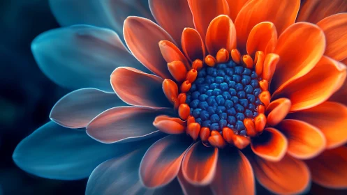 Contrasting Petals: Vibrant Daisy in Bold Orange and Blue.