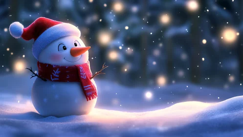 Softly lit 3D snowman with subsurface scattering and bokeh field