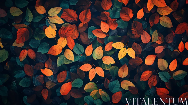 Digital painting of autumn foliage with layered leaf tapestry.