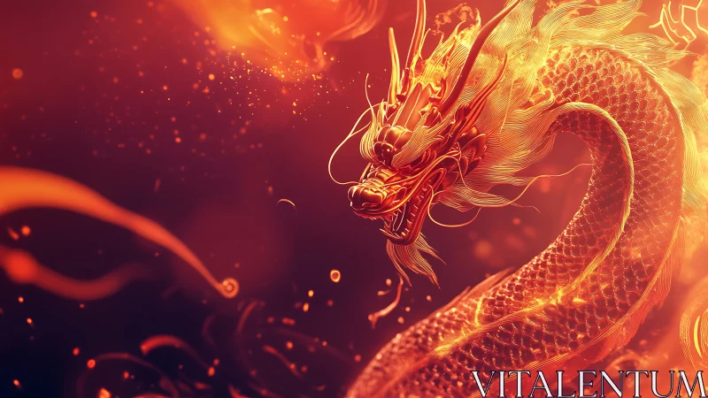 Flamewrought dragon coils through embers of a waking sun.