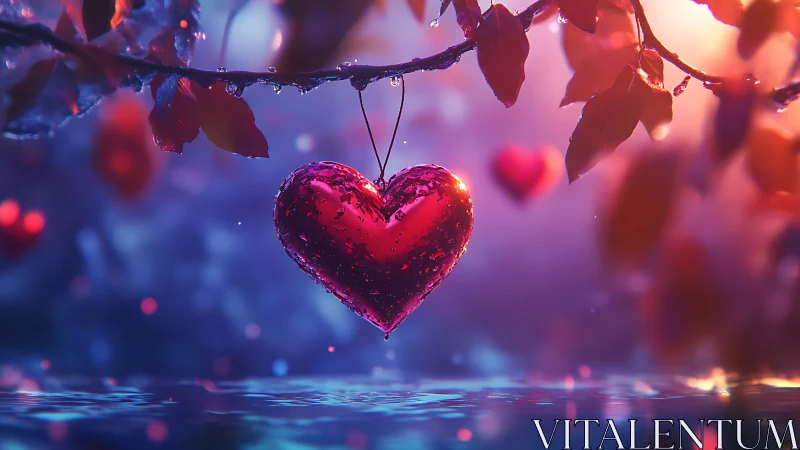 Crystalline Heart Suspended Among Luminescent Foliage.