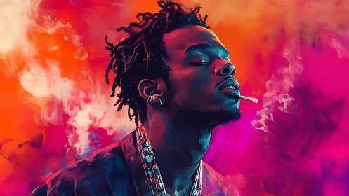 Chromatic vapor portrait with high-saturation gradient field.