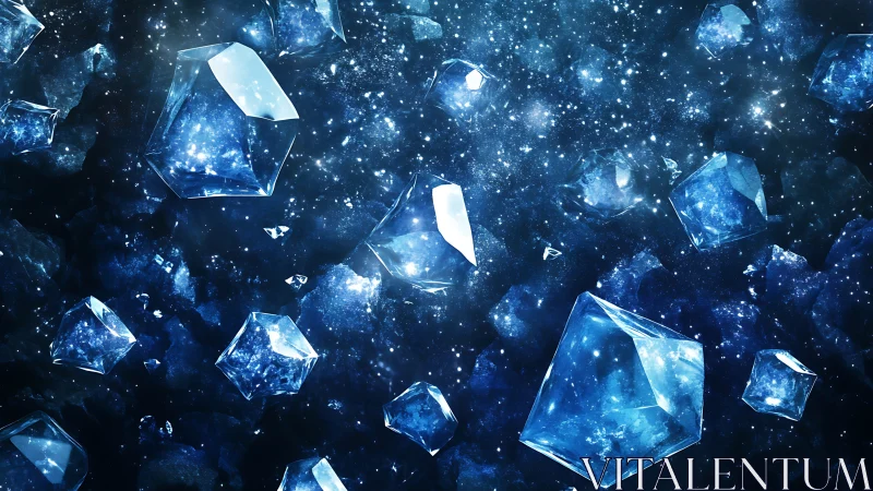 Digital painting of crystalline nebula fragments in deep space.