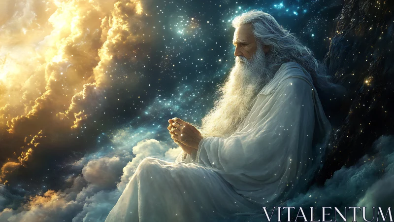 Elder of Starlit Clouds Cradling a Silent Universe.