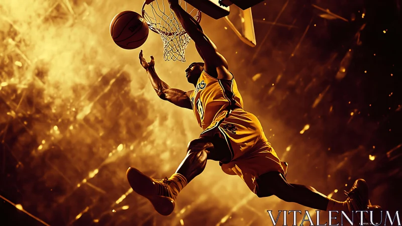 Explosive basketball dunk captures high-flying game intensity