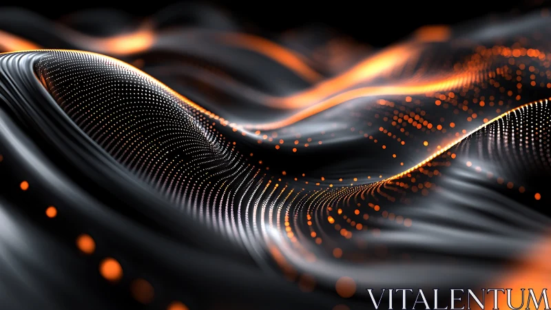 Parametric wavefield with orange particle data streams in motion