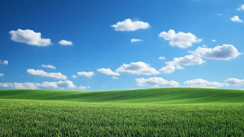 Rolling green waves quietly surf beneath drifting clouds