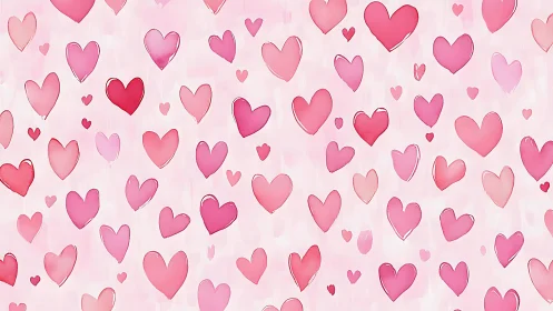 Floating Pink Hearts Against Soft Pastel Background