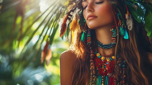 Chromatic feathered portrait in diffuse rainforest backlight.