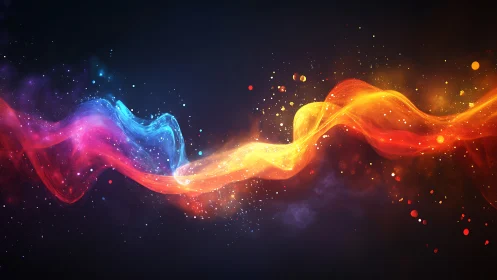 Digital painting of dual chromatic energy waves in motion.