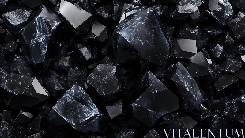 Midnight crystals tumble together in sharp reflective silence