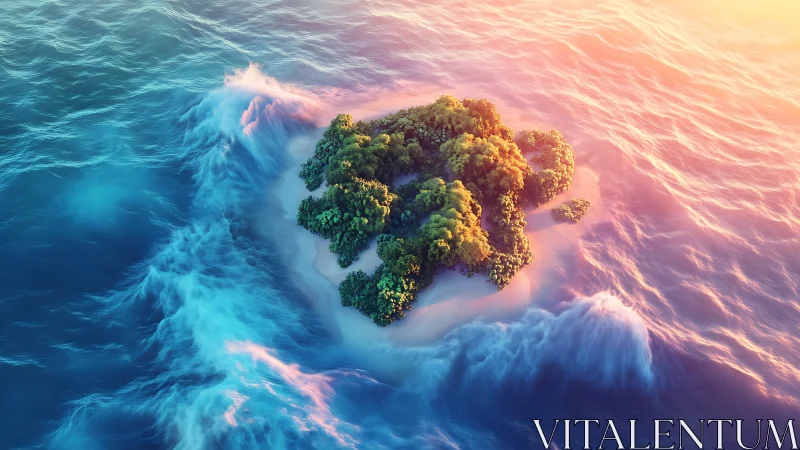 Lush Island Waves: Nature's Serene Meeting Point.