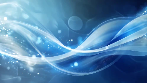 Abstract luminescent blue energy waves form dynamic motion field