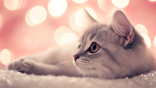 Feline Subject Rendered with Soft Focus Bokeh Against Warm Pink Tone