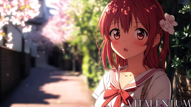 Blossom-dappled afternoon discovers a shy, rosy gaze