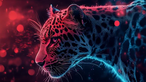 Neon Prowler: Electric Feline in Chromatic Flux.