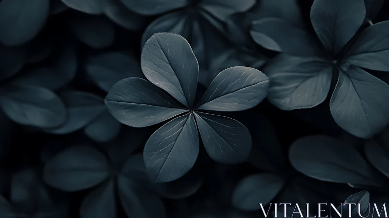 Dark clover macro study with soft directional lighting.