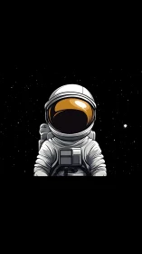 Solitary astronaut floats in a silent star-filled void.
