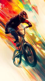 BMX Rider Motion Blur Dynamic Speed. Action.