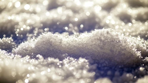 Macro depth of field isolates crystalline snow grains in low sun
