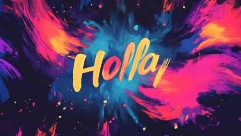 Color-splashed shout of “Holla” bursts across midnight space