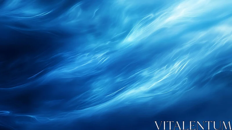 Abstract flowing blue waves with luminous light streaks.