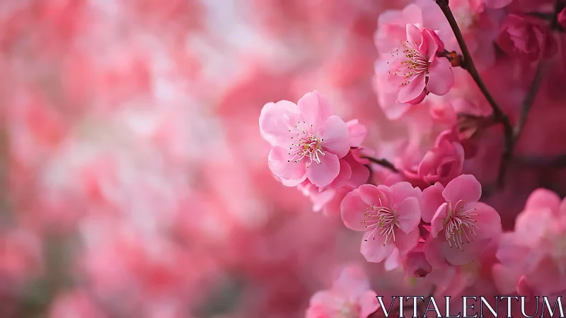 Cherry Blossoms in Soft Focus: Pink Bloom Detail.
