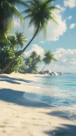 Tropical Beach Paradise with Palm Trees and Turquoise Waters