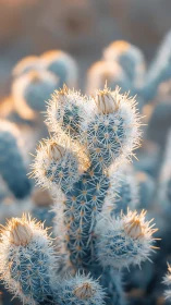 Desert snowflake cactus quietly glows in molten dusk light