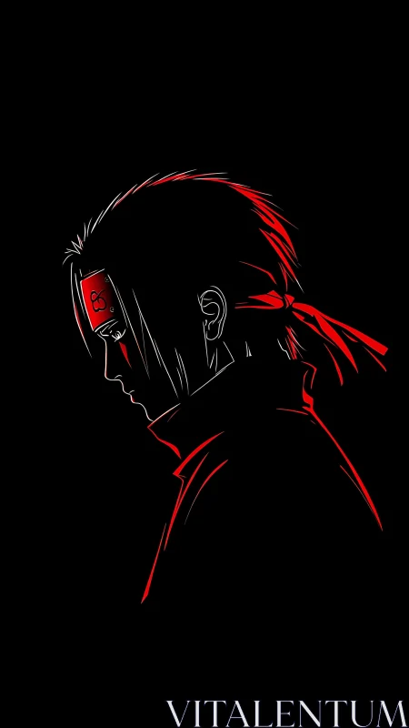 Side profile outline of bandanna figure uses red highlights