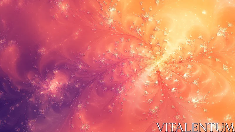 Radiant fractal blooms swirl in glowing sunset colors