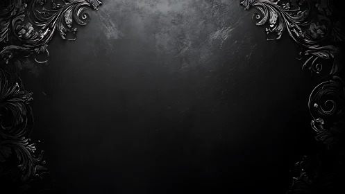 Ornate black baroque frame on textured matte backdrop.