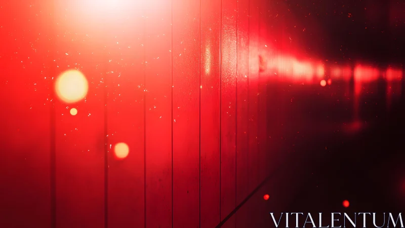 Abstract red hallway with dramatic light flares and modern mood.