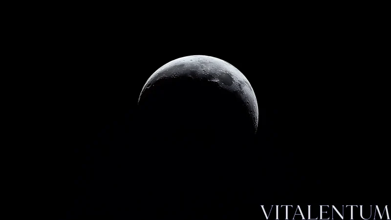 Crescent moon glows softly against a deep, silent cosmos