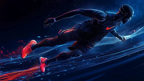 Electric night runner in motion, chasing speed and light.