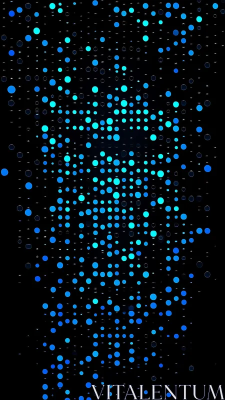 Neon blue data particles cascade in a vertical digital stream.