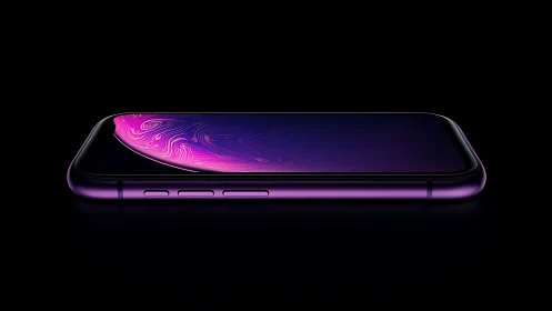 Purple iPhone XR Product Render with Liquid Abstract Display.