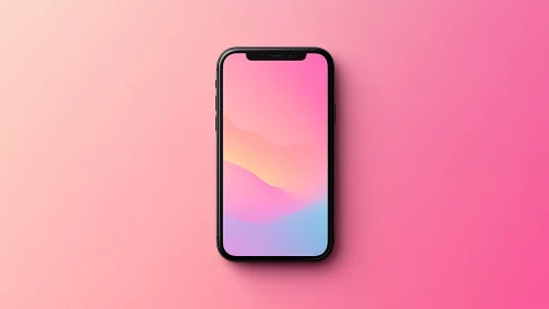 Smartphone with gradient display on pink background