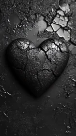 Textured Heart Form with Cracked Surface Detail