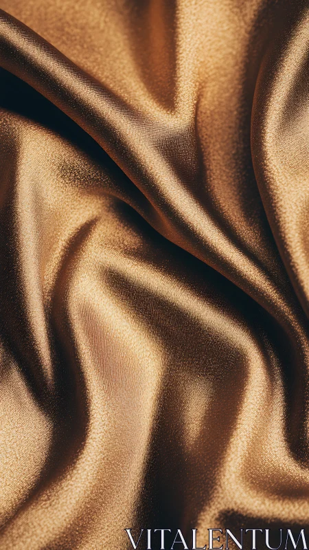 Gold satin fabric surface shows tight folds and glossy sheen