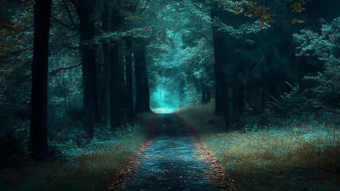 Enchanted Forest Path Through Twilight.