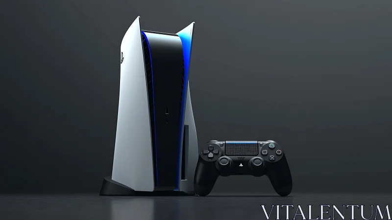 PlayStation 5 Console with DualSense Controller Displayed